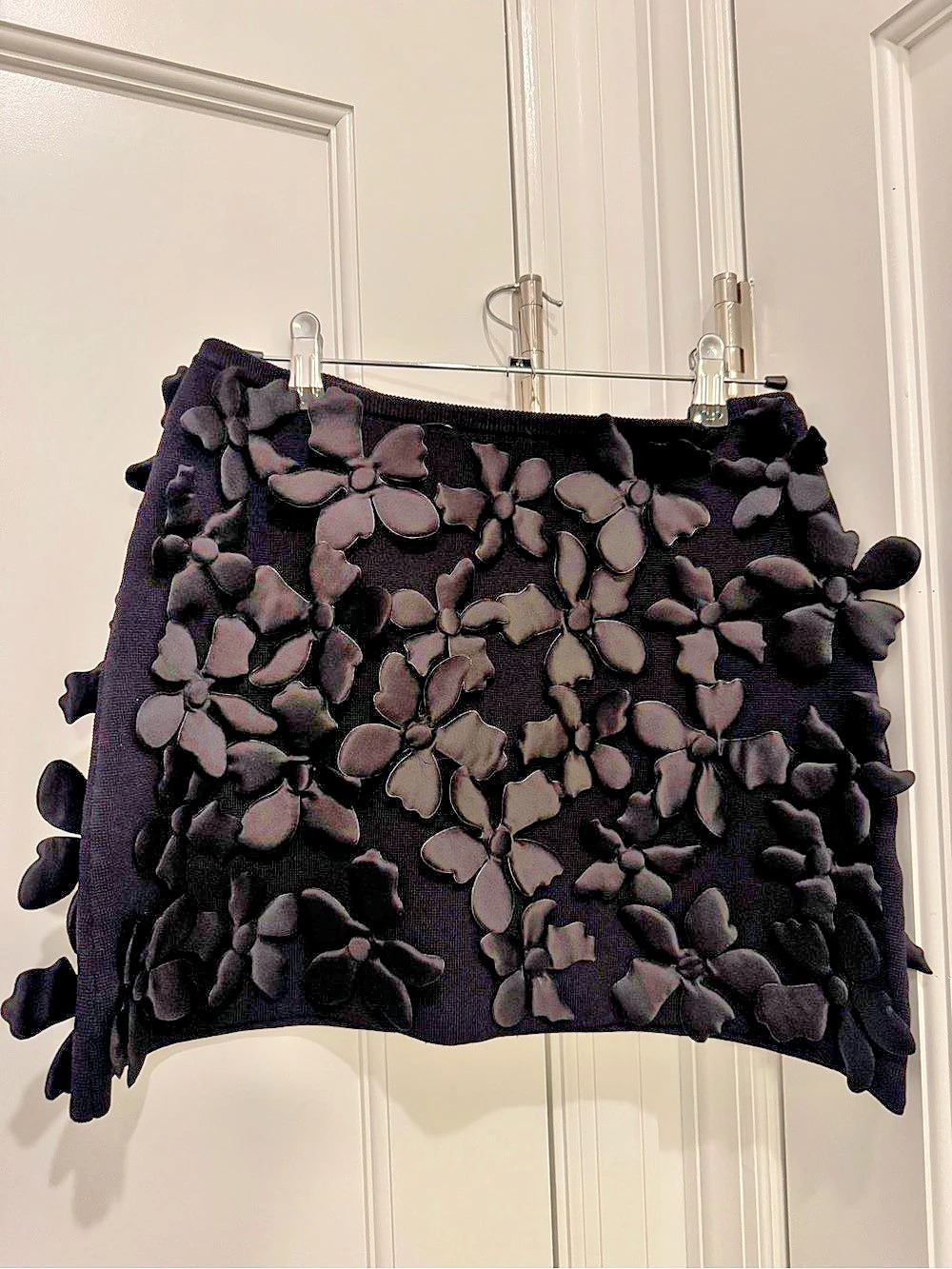 Zara Black Floral Appliqué Mini Skirt